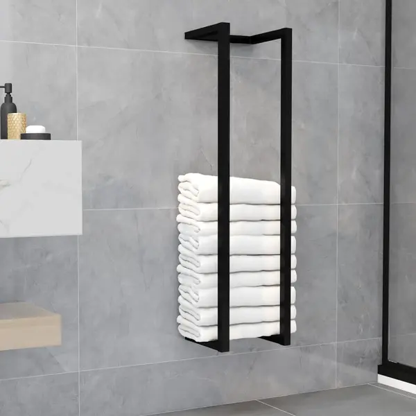 Gossi suport de prosoape, negru, 25x20x95 cm, fier
