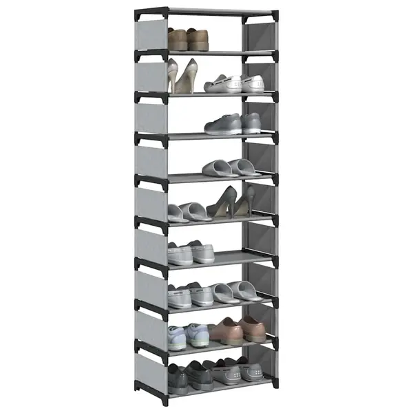 Gossi suport pantofi 10 niveluri gri 54x28x158 cm tesatura netesa