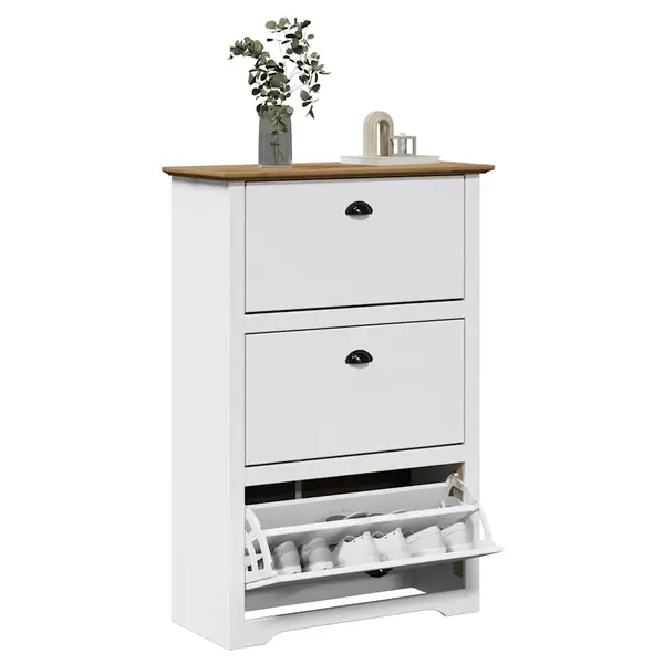 Gossi suport pantofi „bodo” alb si maro 80x35x118 cm
