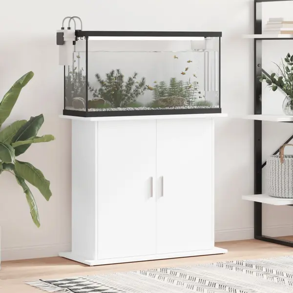 Gossi suport pentru acvariu, alb, 81x36x73 cm, lemn prelucrat