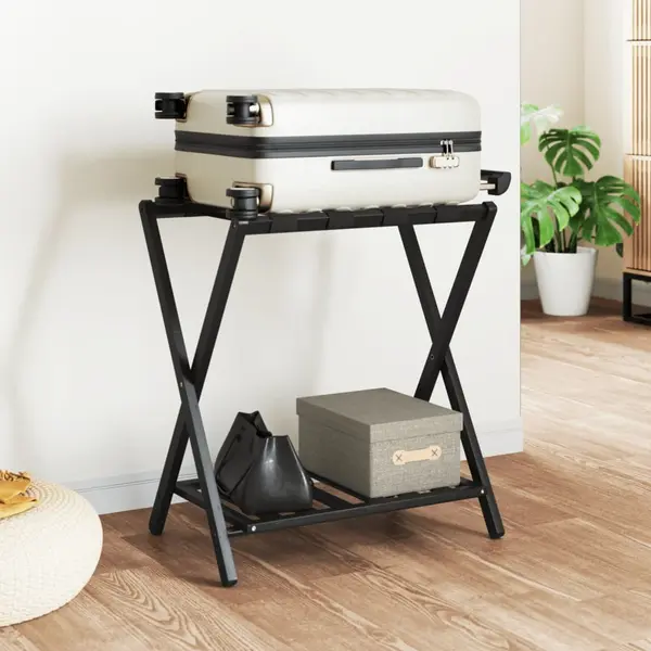 Gossi suport pentru bagaje, negru, 68x38x58 cm, bambus