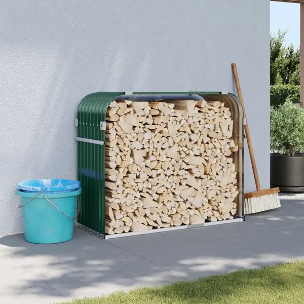 Gossi suport pentru busteni, verde, 120x45x100 cm, otel galvanizat