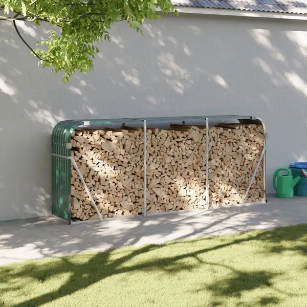 Gossi suport pentru busteni verde 234x45x100 cm otel galvanizat
