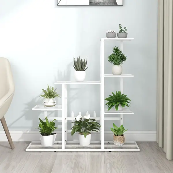 Gossi suport pentru flori, 94,5x25x88 cm, alb, metal