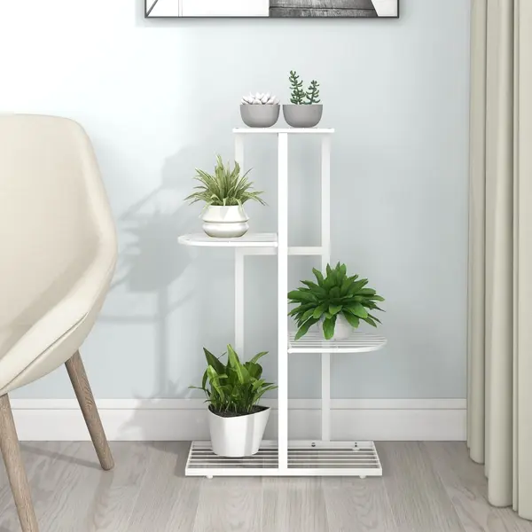 Gossi suport pentru flori cu 4 nivele, alb, 43x22x76 cm, metal