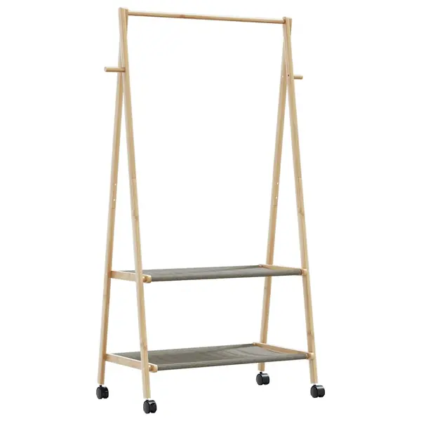 Gossi suport pentru haine cu rafturi si roti 96x45,5x155,5 cm bambus