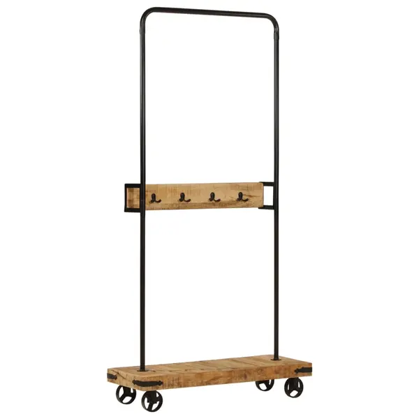 Gossi suport pentru haine cu roti 90x35x190cm lemn masiv mango & fier