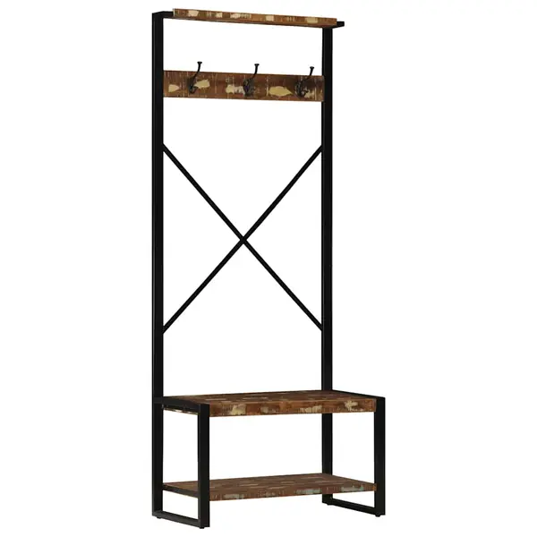 Gossi suport pentru haine multicolor 80x40x190cm lemn masiv recuperat