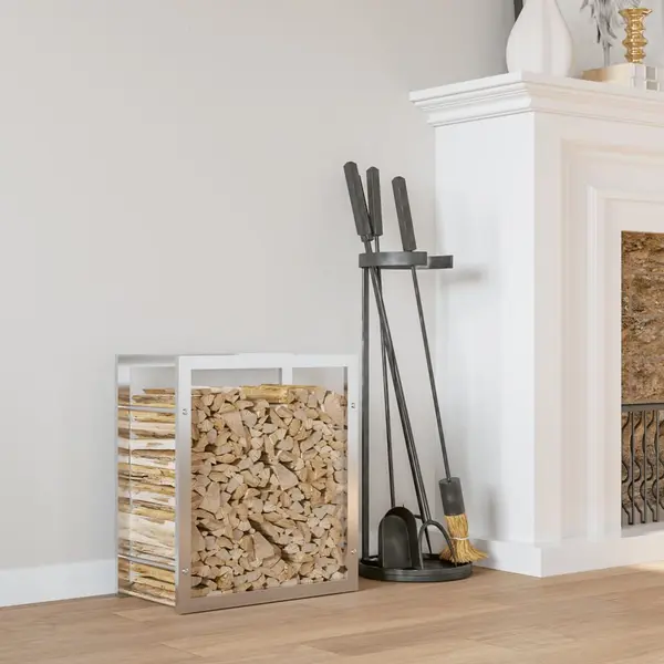 Gossi suport pentru lemne de foc, 50x28x56 cm, otel inoxidabil