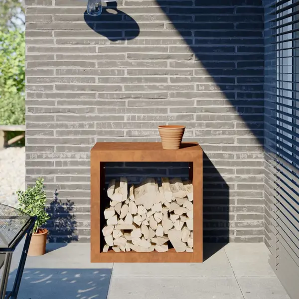 Gossi suport pentru lemne de foc, 60x40x60 cm, otel corten