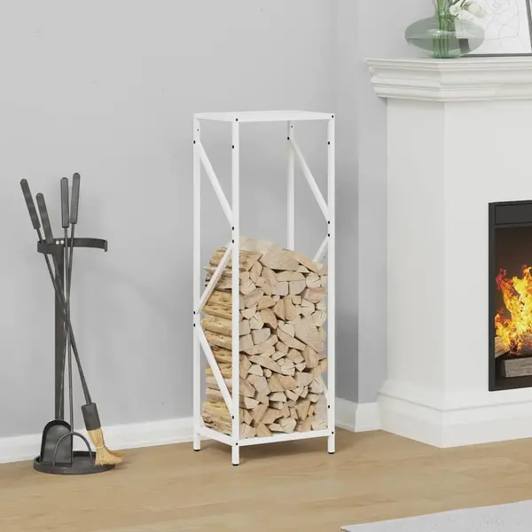 Gossi suport pentru lemne de foc alb 34x25x100cm otel laminat la rece