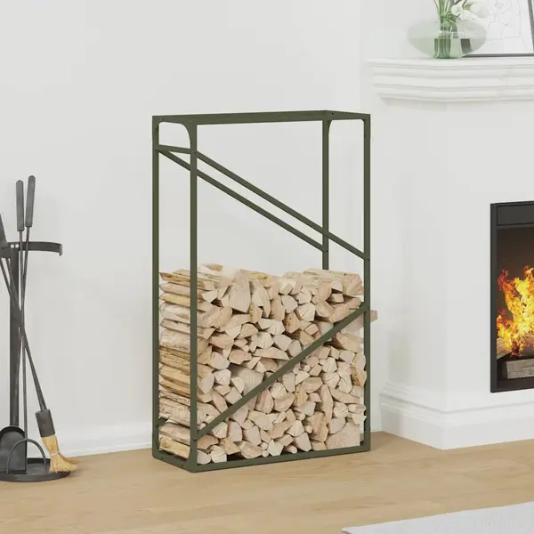 Gossi suport pentru lemne de foc verde masline otel laminat la rece