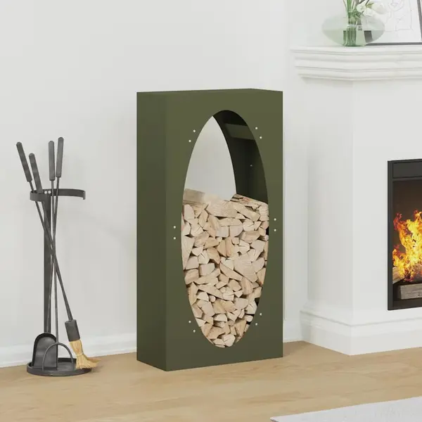 Gossi suport pentru lemne de foc verde masline otel laminat la rece
