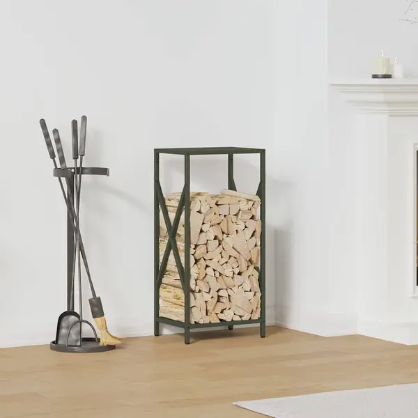 Gossi suport pentru lemne de foc verde masline otel laminat la rece