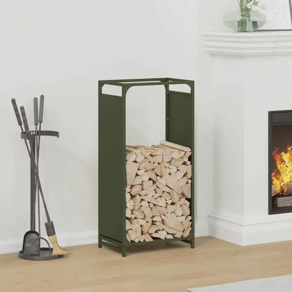 Gossi suport pentru lemne de foc verde masline otel laminat la rece
