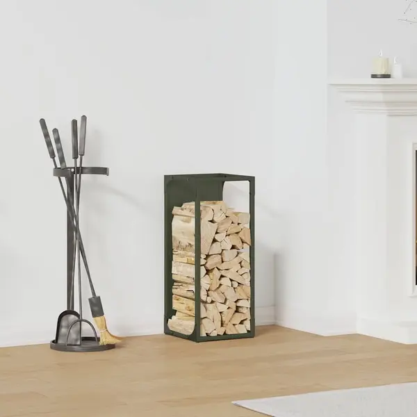 Gossi suport pentru lemne de foc verde masline otel laminat la rece