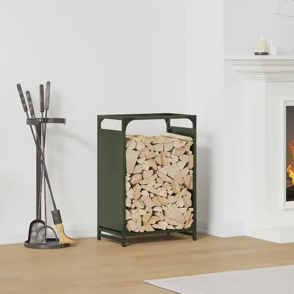 Gossi suport pentru lemne de foc verde masline otel laminat la rece