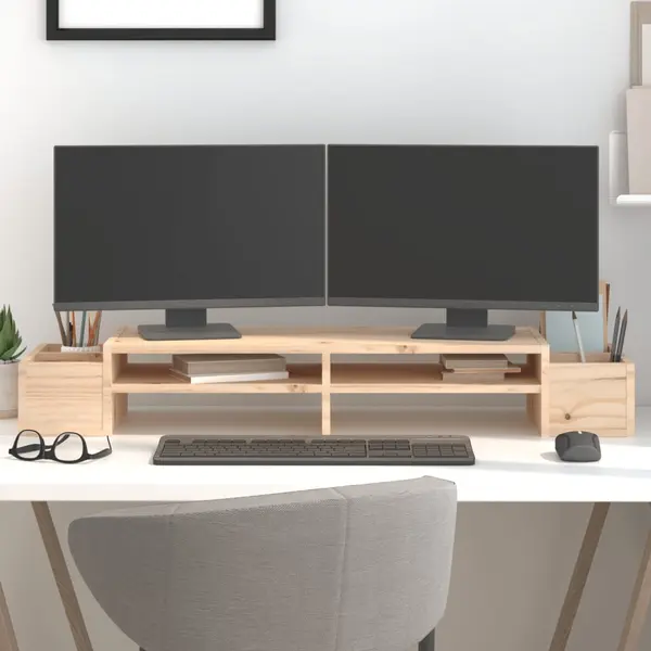 Gossi suport pentru monitor, 100x27,5x15 cm, lemn masiv de pin