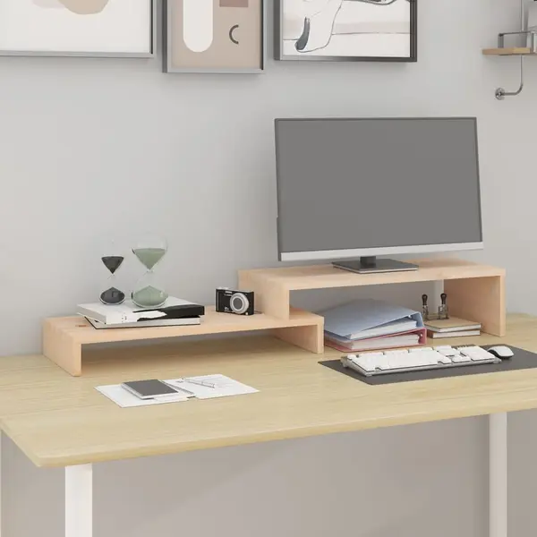 Gossi suport pentru monitor, (52-101)x22x14 cm, lemn masiv de pin