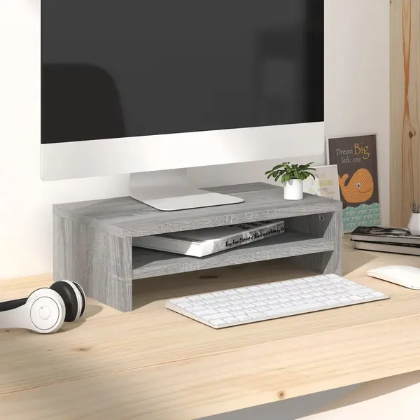 Gossi suport pentru monitor gri sonoma 42x24x13 cm lemn prelucrat
