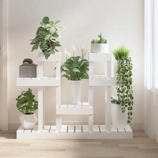 Gossi suport pentru plante, alb, 104,5x25x77,5 cm, lemn masiv de pin