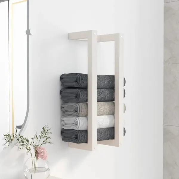 Gossi suport pentru prosoape, alb, 23x18x60 cm, lemn masiv de pin