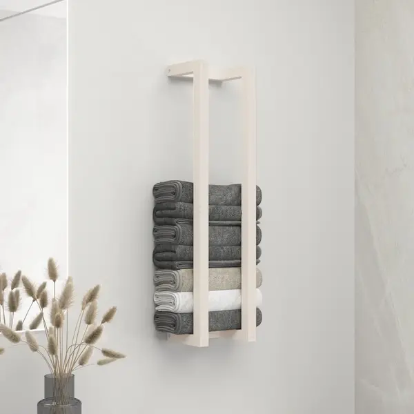 Gossi suport pentru prosoape, alb, 23x18x90 cm, lemn masiv de pin