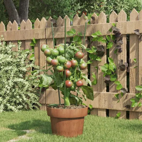 Gossi suport plante de gradina cu 3 inele, 5 buc, verde, 45 cm, otel