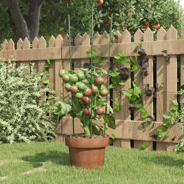 Gossi suport plante de gradina cu 3 inele, 5 buc, verde, 60 cm, otel