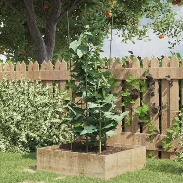 Gossi suport plante de gradina cu 4 inele, 5 buc, verde, 45 cm, otel