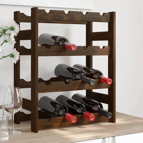 Gossi suport sticle de vin, 16 sticle, maro, lemn masiv de pin