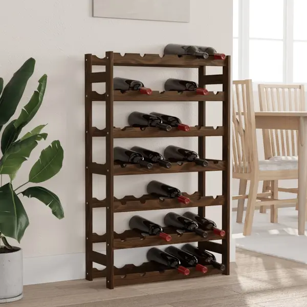 Gossi suport sticle de vin, 42 sticle, maro, lemn masiv de pin