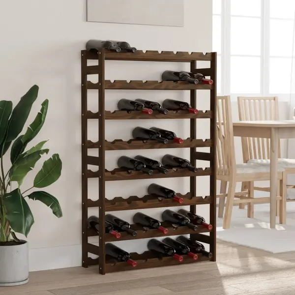 Gossi suport sticle de vin, 56 sticle, maro, lemn masiv de pin