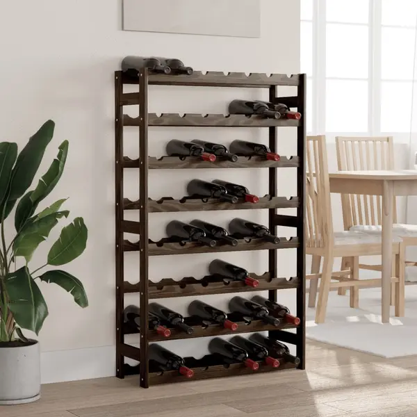 Gossi suport sticle de vin, 56 sticle, negru, lemn masiv de pin