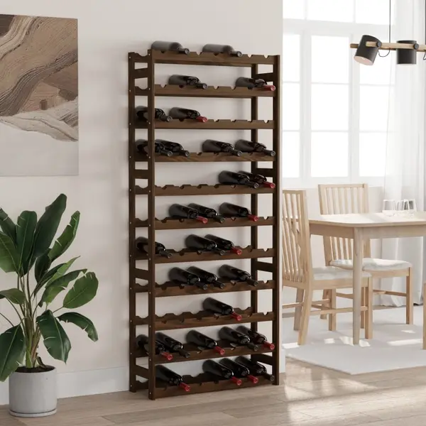 Gossi suport sticle de vin, 77 sticle, maro, lemn masiv de pin