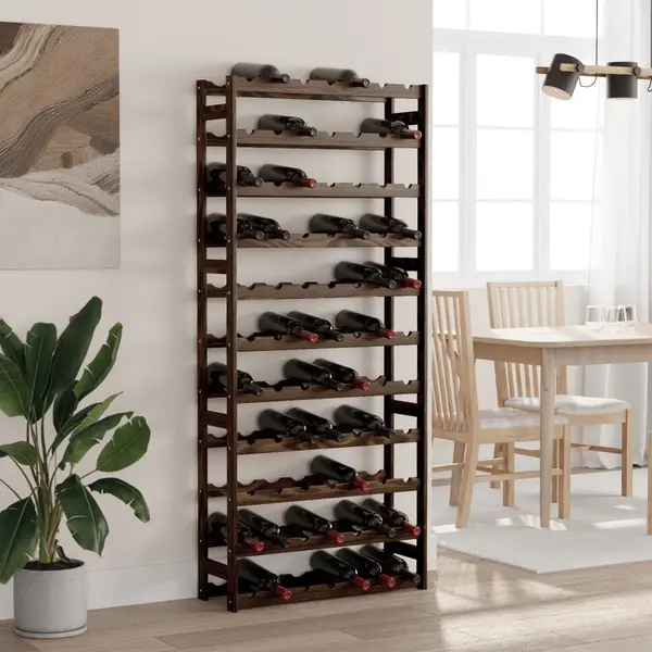 Gossi suport sticle de vin, 77 sticle, negru, lemn masiv de pin