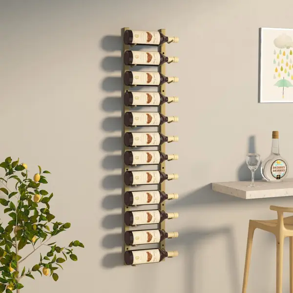 Gossi suport sticle de vin, de perete, 12 sticle, auriu, fier