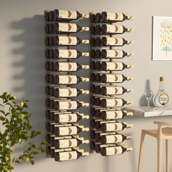 Gossi suport sticle de vin de perete, 36 sticle, 2 buc., auriu, fier