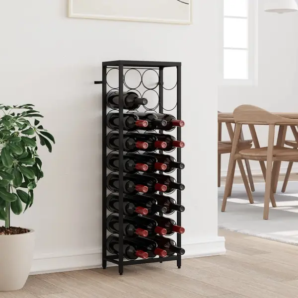 Gossi suport sticle vin 27 de sticle, negru 34x18x100 cm fier forjat