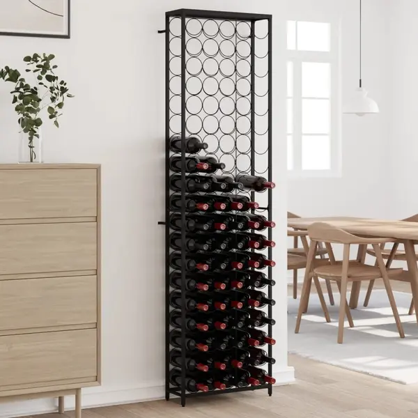 Gossi suport sticle vin, 95 de sticle negru 54x18x200 cm fier forjat