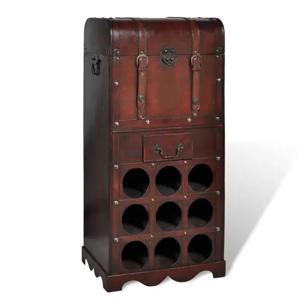 Gossi suport sticle vin pentru 9 sticle, lemn, spatiu de depozitare