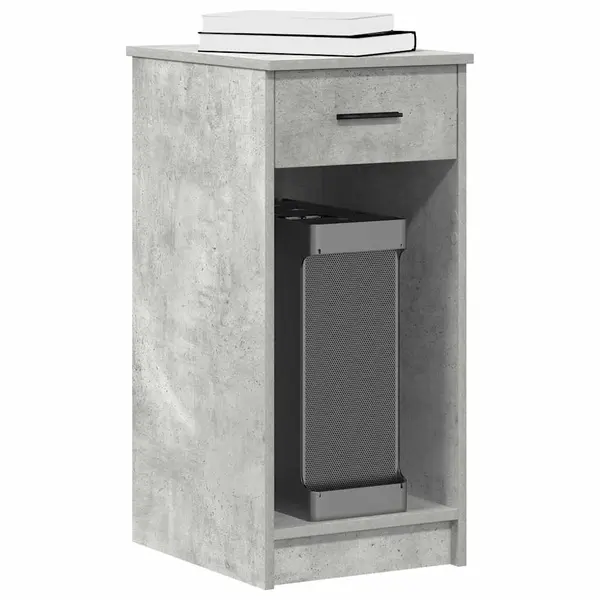 Gossi suport turn computer cu sertar gri beton 35x45x77 cm
