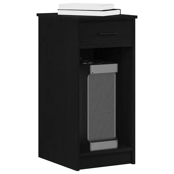 Gossi suport turn pentru computer cu sertar negru 35x45x77 cm