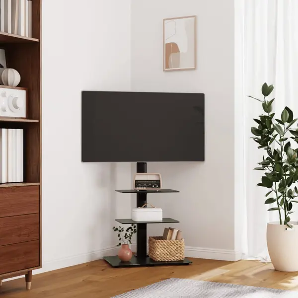 Gossi suport tv pe colt cu 3 niveluri pentru 32-65 inch, negru