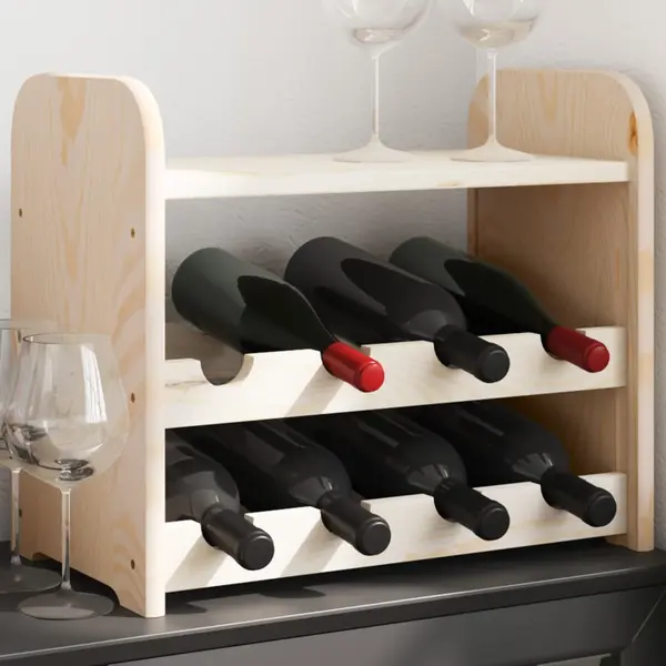 Gossi suport vinuri cu raft superior, 43x25x37 cm, lemn masiv de pin