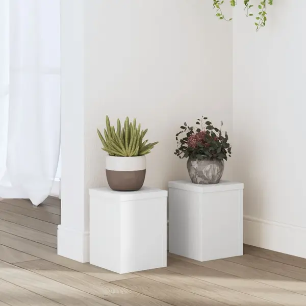 Gossi suporturi de plante, 2 buc., alb, 15x15x20 cm, lemn prelucrat