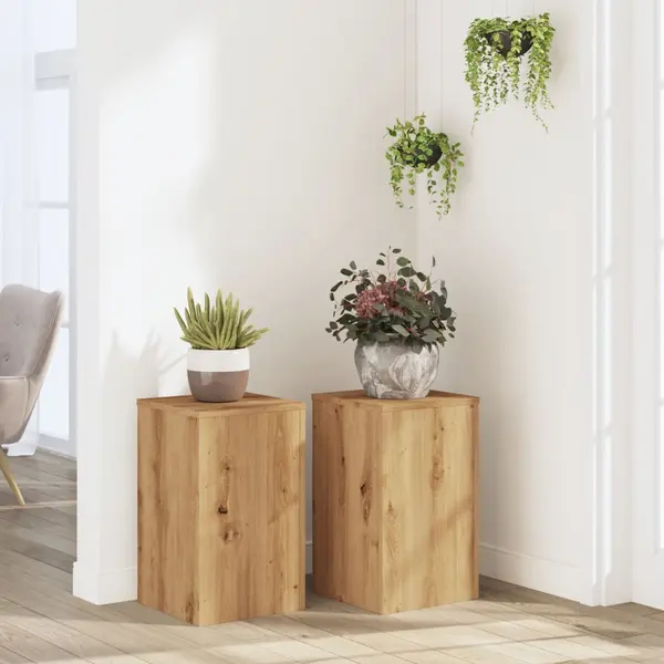 Gossi suporturi de plante, 2 buc., stejar artizanal, 30x30x50cm, lemn