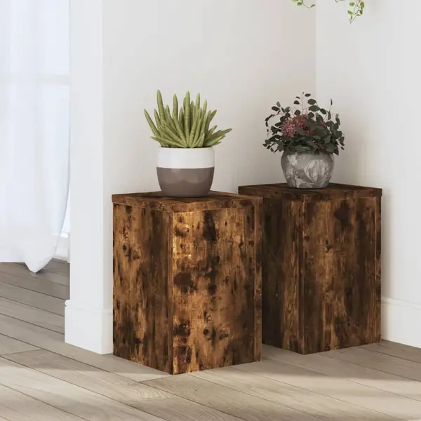 Gossi suporturi de plante 2 buc. stejar fumuriu 20x20x30 cm lemn