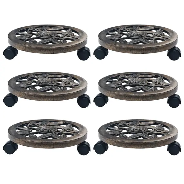 Gossi suporturi de plante cu role, 6 buc., bronz, 30 cm, plastic