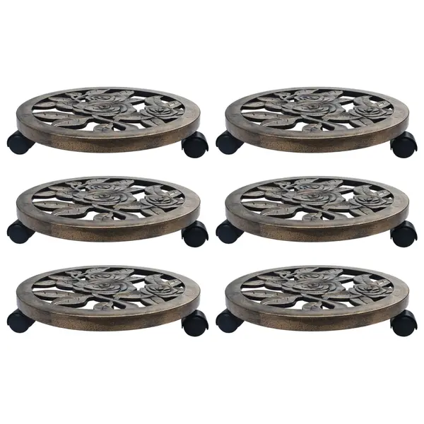 Gossi suporturi de plante cu role, 6 buc., bronz, 38 cm, plastic
